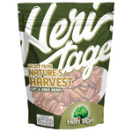 Heritage dry roasted and unsalted pecans, confectionery snacks, in a natural close-up view showing their crunchy texture and golden color.