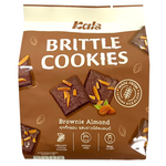 Kals Brownie Almond Crispy Cookies, confectionery snacks with chocolate and almond pieces, displayed on a plate.