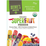 Deebees Organic Super Fruit Freezie confectionery snack with colorful frozen fruit-flavored ice treat on a stick.