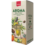 Aroma Juicy Friuty capsule for drink, showing colorful capsules with fruity flavor labels in a clear container.