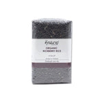 Organic Khunnai Riceberry rice in a 1kg package, showcasing the dark purple grains of this healthy dry grocery product.