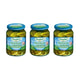Three bottles of DEVELEY Bavarian Gherkins pickled cucumbers, 670g each, with fresh, crunchy gherkins visible in clear glass bottles.