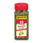 MCCORMICK Parsley Flakes 24g jar, dry grocery product with green dried parsley flakes on the label.