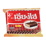 Sanghai Wafer Cocoa confectionery snack with crispy wafer layers and rich cocoa flavor, shown in the packaged snack image.