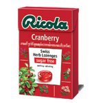 Ricola Cranberry healthy confectionery snack featuring cranberry-flavored candies in colorful packaging.