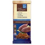 Sweet William Chocolate Original No Added Sugar, healthy chocolate treat with smooth texture and rich flavor in a natural setting.