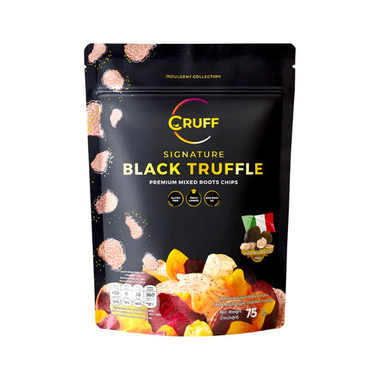 CRUFF Crispy Fried Multi-colored Potato Chips. Signature Black