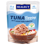 Sealect Tuna Topping with vegetable broth in a can, ready to add flavor to dishes, from the Sealect grocery brand.