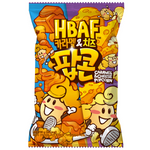 Hbaf caramel cheese popcorn snack in a bowl, showcasing the sweet and savory confectionery treat with caramel and cheese coating