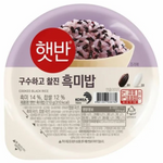 Cj Hatban cooked black rice in a bowl, showcasing glossy black grains of this Korean grocery product.