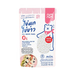 NIMNIM White Pearls, soft and smooth dry grocery snack, close-up of round pearl-shaped white snack in a bowl.