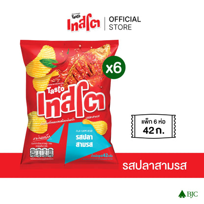 Tasto Crispy Potato Chips Three-Flavored Fish 42g x6