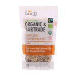 Fair D Premium Organic Brown Quinoa Blend snack pack, healthy confectionery snack with brown quinoa in a colorful wrapper.