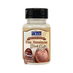 Nize Himalayan Black Salt Fine Grain in a clear jar, showing the dark, coarse grains used in cooking and seasoning.