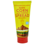 Kewpie Corn with Cheese Spread in a jar, creamy yellow cheese and sweet corn mixture, grocery product from Kewpie brand