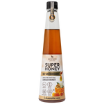 Jar of Khaokho Super Honey Longan Honey showing golden honey with a label, highlighting natural, pure Longan Honey by Khaokho.