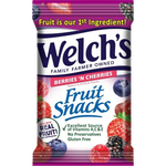 Welch's Berries 'N Cherries & Mixed Fruit confectionery snacks with colorful dried berries and fruit pieces in a clear package.