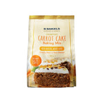 Bakels Gold Label NZ Carrot Cake Mix in 500g package, dry grocery product with vibrant carrot cake ingredients and branding.