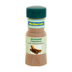 Ground cinnamon spice in a container from Mcgarrett, ideal for baking and cooking, part of Mcgarrett dry grocery products.