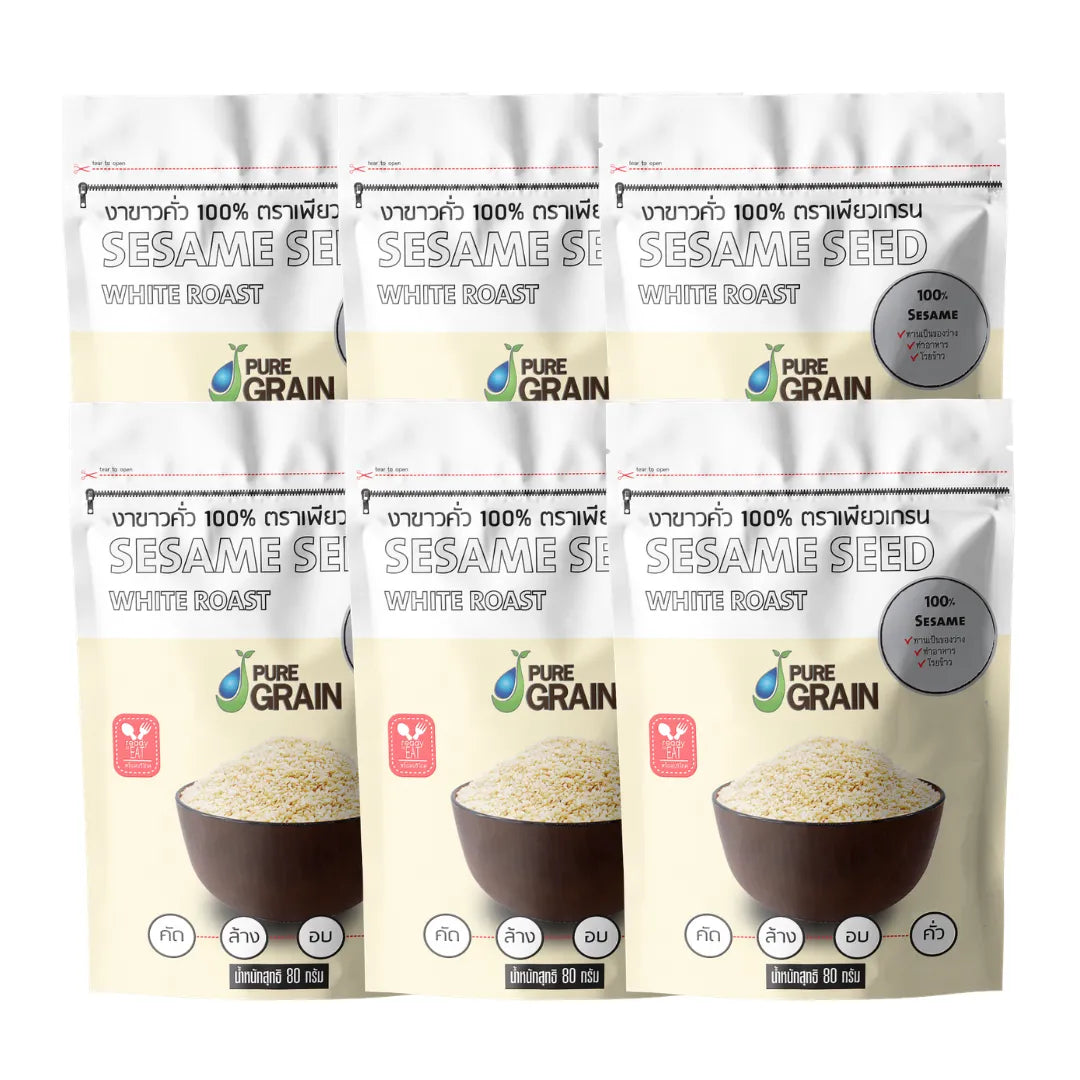 PURE GRAIN 100% Instant Roasted White Sesame (6 Bags) 80g