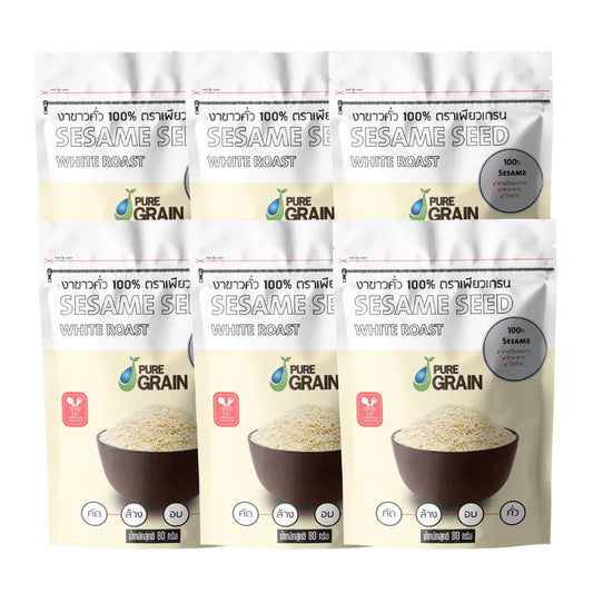 PURE GRAIN 100% Instant Roasted White Sesame (6 Bags) 80g
