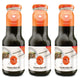 J-LEK Teriyaki Sauce in 380g glass bottles, pack of 3, featuring dark soy sauce and sweet glaze in clear bottles