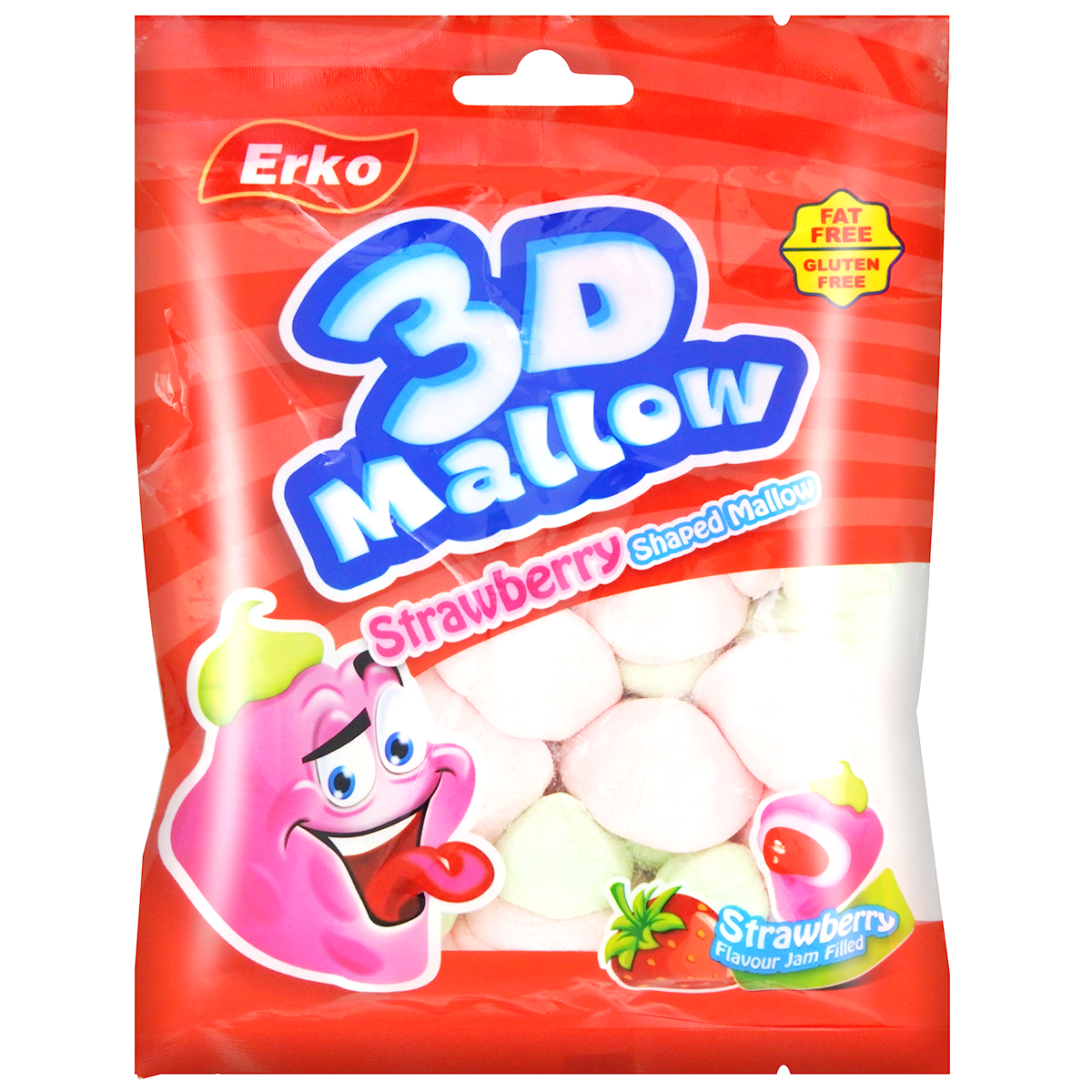 Erko Mallow 3d Strawberry Jam Filled Strawberry Flavour