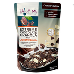 Daily Me Extreme Chocolate Granola in a grocery package, showing the crunchy granola with chocolate pieces.