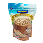 Mcgarrett Chickpeas 500g, dry grocery package, showing whole dried chickpeas in a clear view.