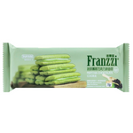 Franzzi Matcha Chocolate Cookie showing a crunchy snack with green matcha and chocolate coating, delicious confectionery treat.