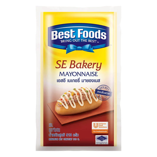 Jar of Best Foods mayonnaise in 910g/870g size, creamy mayonnaise with smooth texture and classic flavor, on a neutral background.