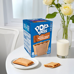 Kellogg's Pop Tarts Brown Sugar Cinnamon confectionery snack with frosted pastry and cinnamon filling, shown in the image.