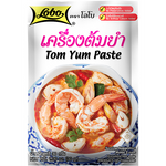 Lobo Tom Yum Paste in a jar, showcasing the Thai spicy and tangy seafood flavor, used for cooking traditional Tom Yum soup.