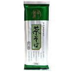 Kanesu Chasoba Kyoto No Kaori green tea soba noodles in a dry grocery package, made with Japanese green tea flavor.
