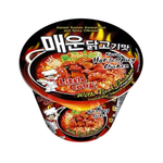 Little Cook Korean Hot & Spicy Instant Noodles in a bowl, showcasing vibrant broth and noodles, perfect for quick spicy soup.