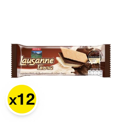 Lausanne Two-Tone Wafer With Chocolate And Vanilla Cream 30g x12