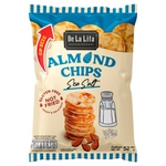 De La Lita Almond and rice chips with sea salt flavor, showing crispy snack bites in a colorful package.