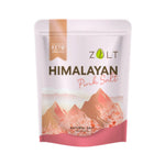 Zalt Himalayan Pink Salt package with certification for dry grocery, showcasing the pink salt crystals and branding.