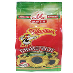 Martin roasted sunflower seed confectionery snack in a clear bag, showcasing golden sunflower seeds ready to eat.