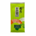Bottle of Sen-Cha Japanese green tea drink with green tea leaves on the label, showcasing a refreshing beverage.