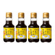 TerAoka soy sauce for egg tamago, bottle label showing bonito, kelp, oyster, and shiitake extracts, 4 bottles of 150ml each