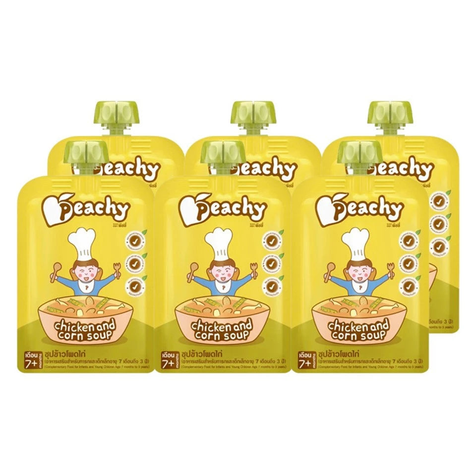 PEACHY PEACHY Value Pack vegetable, fruit, and meat flavor seasoning 6 bags, colorful packaging with flavor illustrations.