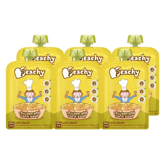 PEACHY PEACHY Value Pack vegetable, fruit, and meat flavor seasoning 6 bags, colorful packaging with flavor illustrations.