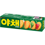 Lotte vegetable cracker snack featuring a crispy, colorful cracker with vegetable flavor details on the packaging.