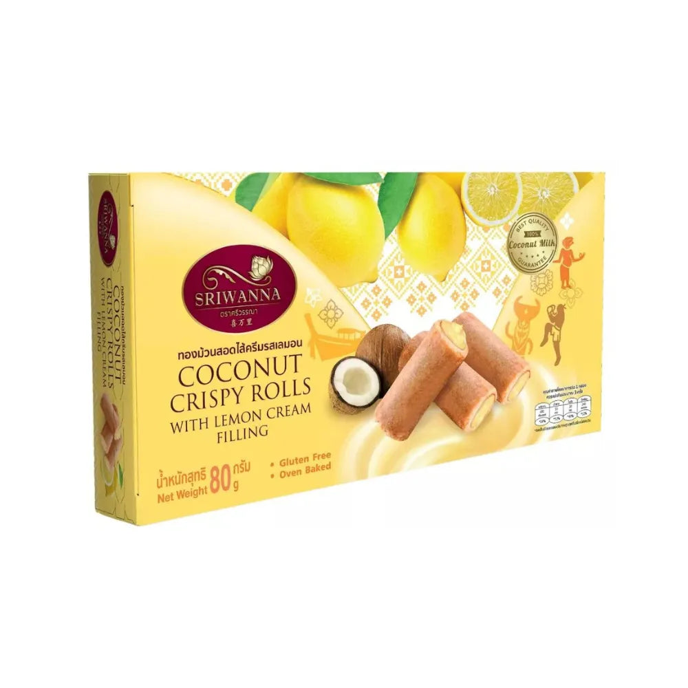 SRIWANNA Coconut Crispy Rolls With Lemon Cream Filling . Coconut