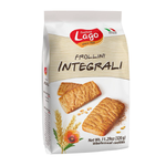 Lago wholemeal cookies, confectionery snack with golden-brown, crispy texture and visible wholemeal grains in the image.