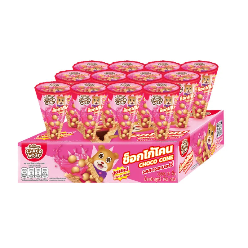 Choco Bear Chococone Strawberry Flavor 16g x12 pcs