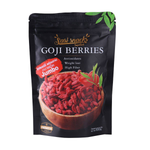 Sasi Snacks Goji Berries in clear packaging, showcasing vibrant red dried goji berries as a healthy confectionery snack.