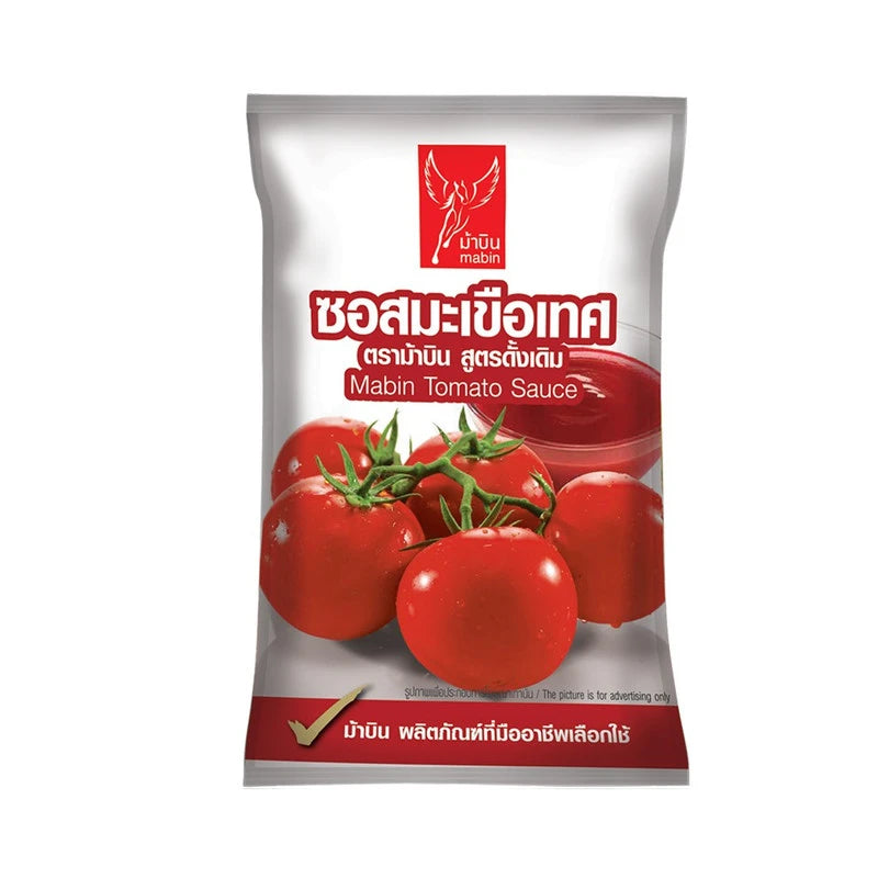MABIN Tomato Sauce 1kg bottle showing rich red tomato sauce in a glass jar with a label, ready for cooking or serving.