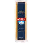 Agnesi Spaghettini #2 pasta in a clear package with the Agnesi brand label, ready for cooking.